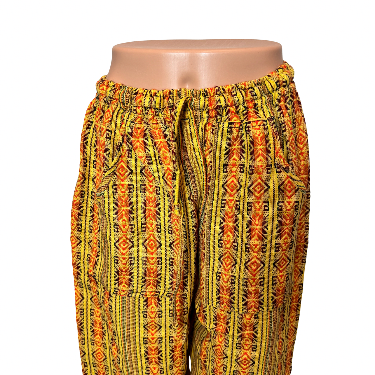 Hippie Pants Size XL Unisex Loungewear Pants with 2 Pockets Orange Yellow