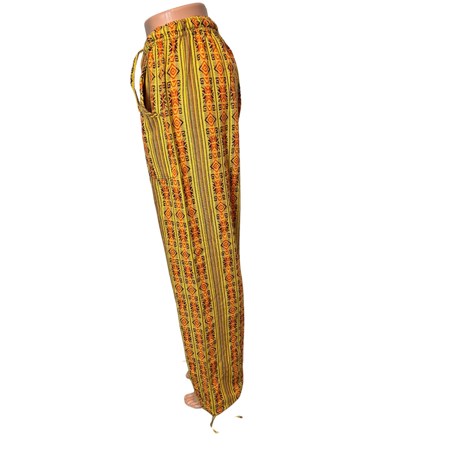 Hippie Pants Size XL Unisex Loungewear Pants with 2 Pockets Orange Yellow