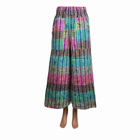 Boho Palazzo Pants with Pockets – Handmade Wide Leg Cotton Festival Pants, Unisex Hippie Trousers