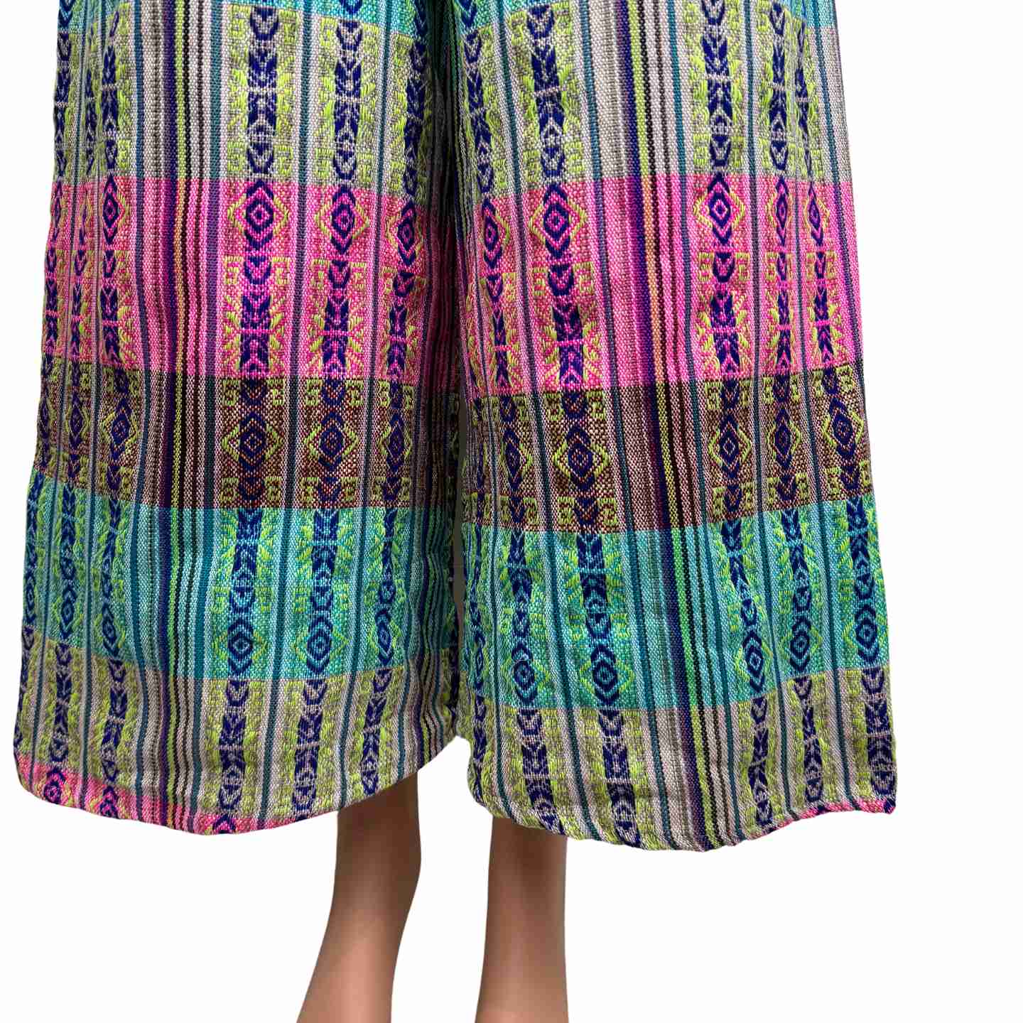 Boho Palazzo Pants with Pockets – Handmade Wide Leg Cotton Festival Pants, Unisex Hippie Trousers
