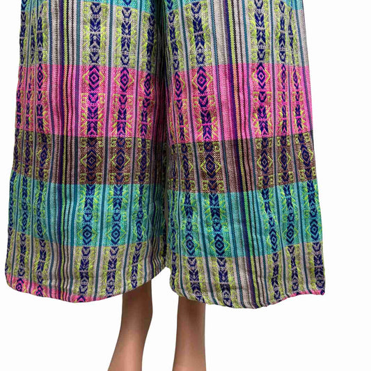 Boho Palazzo Pants with Pockets – Handmade Wide Leg Cotton Festival Pants, Unisex Hippie Trousers