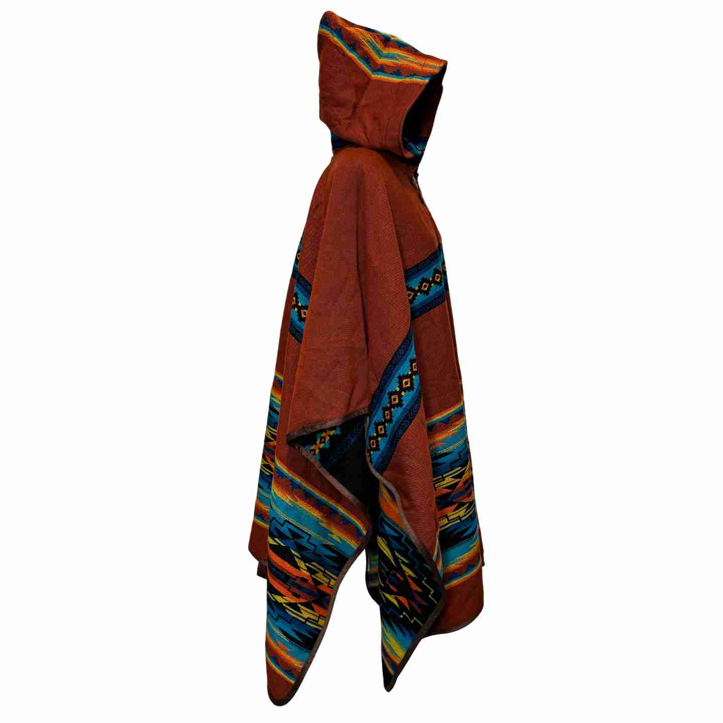 Desert Moon “Dusty Trails Rust” Hooded Alpaca-Blend Poncho