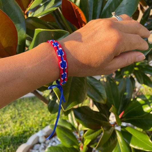 Puerto Rican Flag Friendship Bracelet | Boho Adjustable Bracelet | Woven Bracelet for Men or Women | Puerto Rico