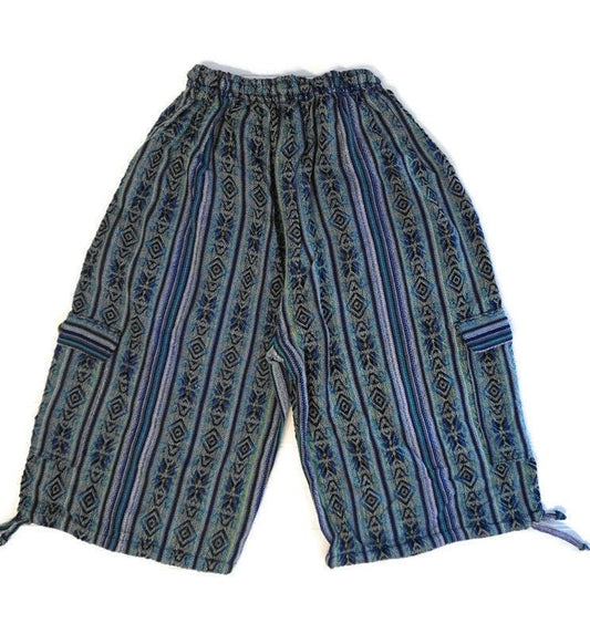 Boho Mens Cargo Shorts Size M | Blue Light Green