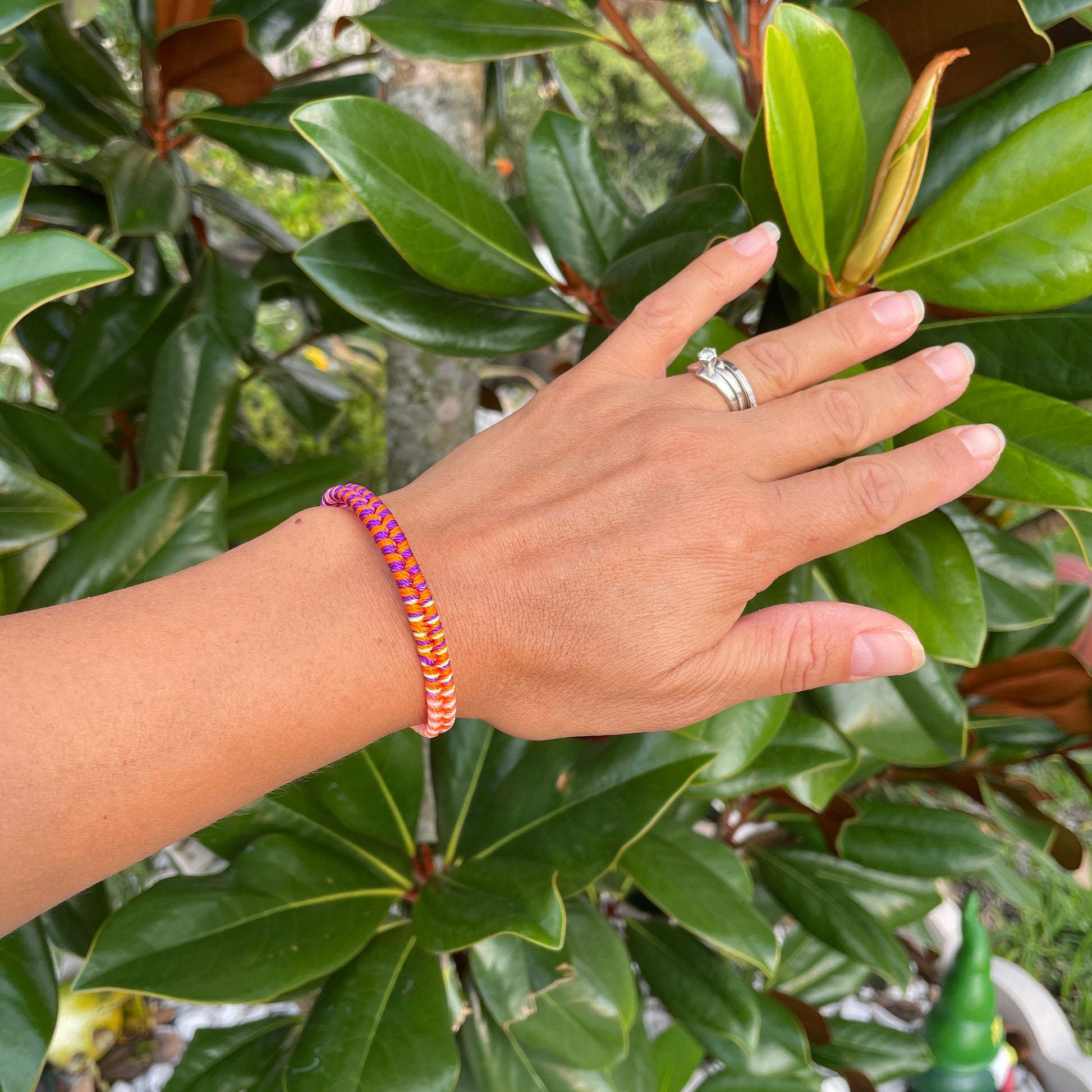 Adjustable Boho Friendship Bracelet | Orange Purple