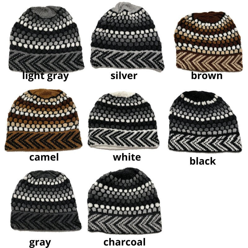 Warm Hand Knitted Alpaca Beanie Hat | Natural Colors