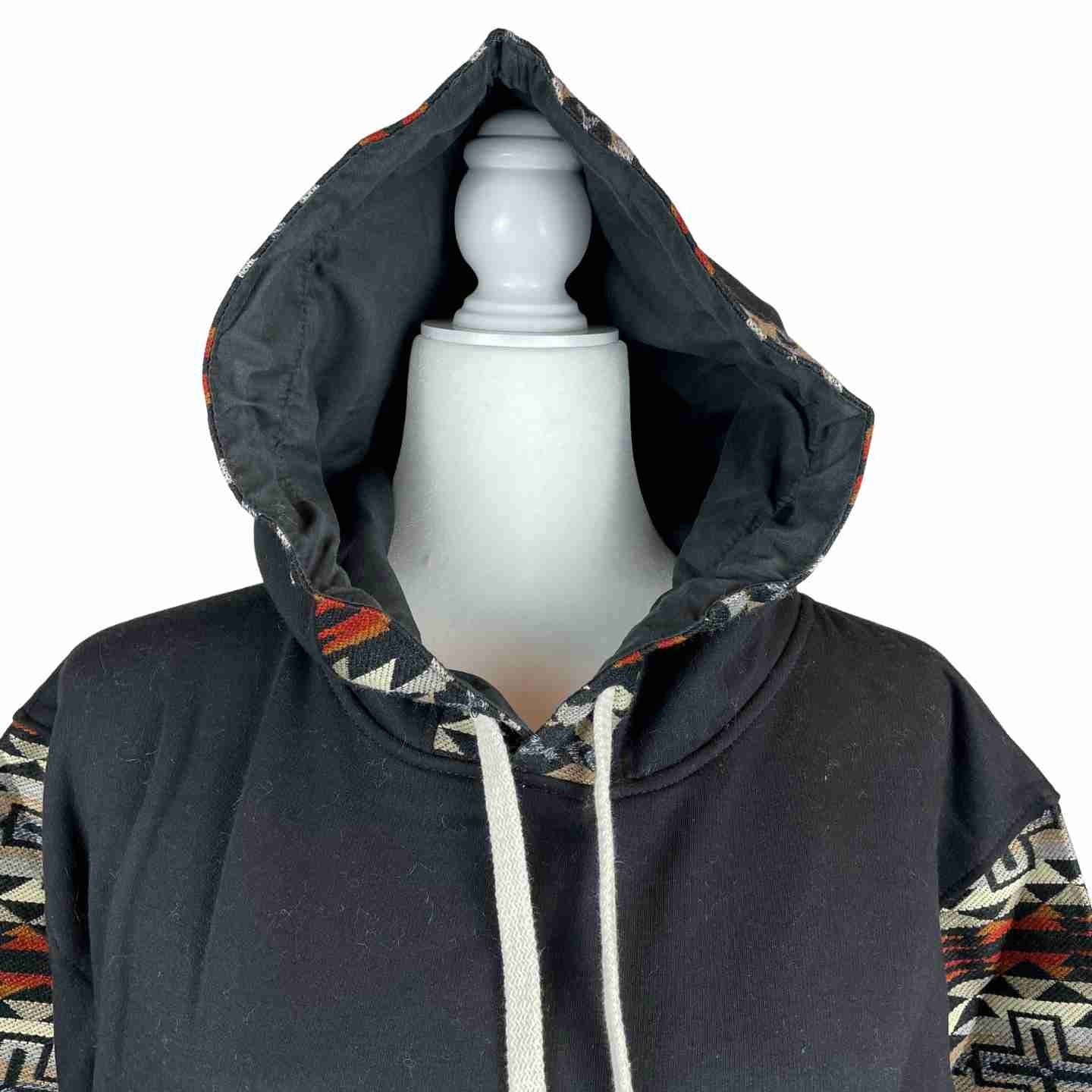 Warm Soft Mens Cotton Hooded Sweatshirt Size M | Black Brown