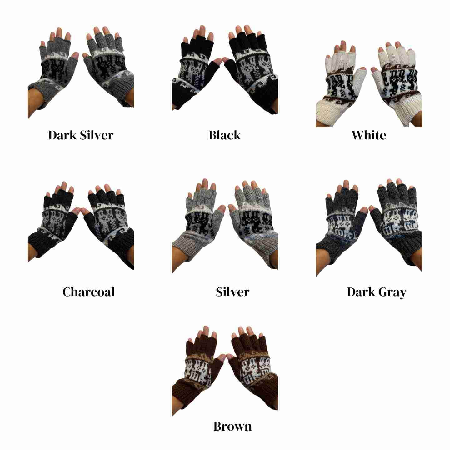 Alpaca Fingerless Gloves Size SM Neutral Colors