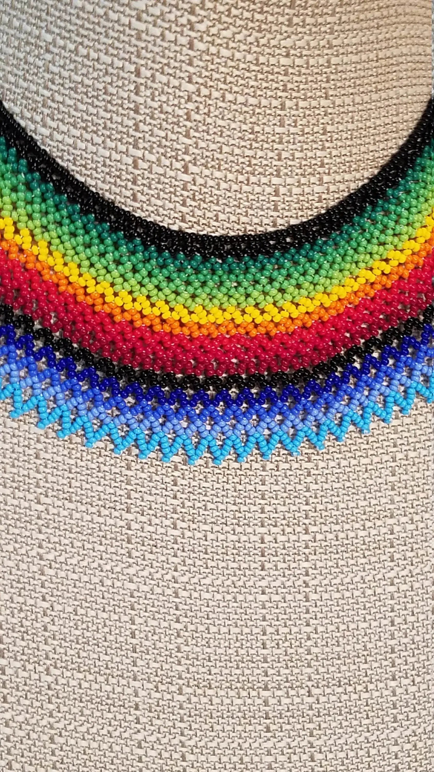 Wide Choker Necklace | Tribal Beadwork | Ethnic Wear | Blue Red Yellow Green