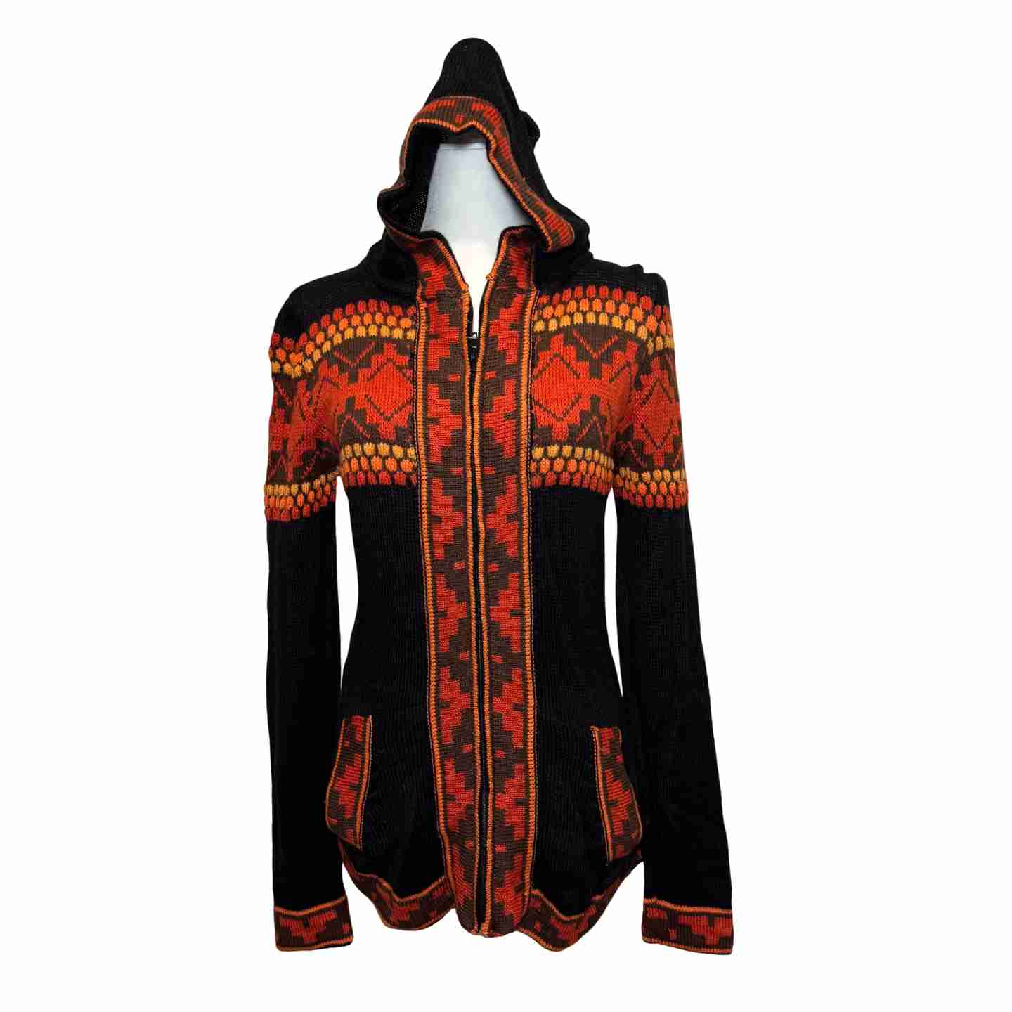 Soft Hooded Alpaca Sweater | Gray Orange