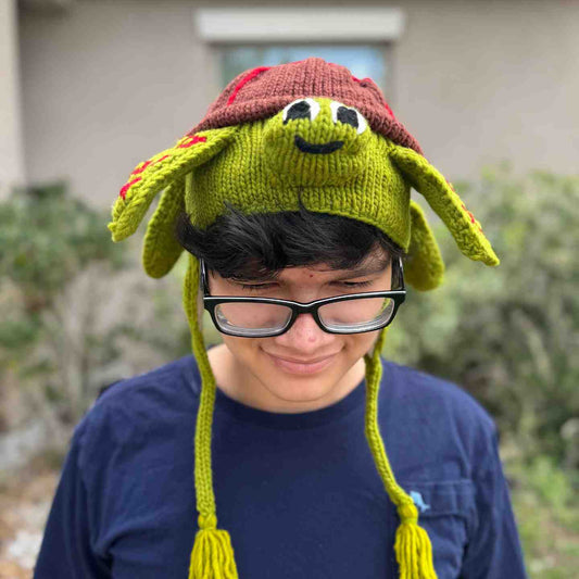 Sea Turtle Beanie Hat 100% Wool Hand-Knitted 3D Shell Fleece Lined Kids Adults Unisex