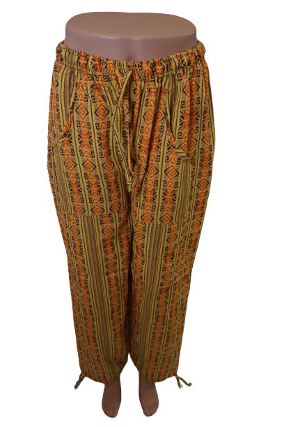 Pants Size XL | HippiePants | Loungewear Womens Pants | Comfy Clothes | Mens Pants with 2 Pockets | Orange Yellow | Father's Day Gift