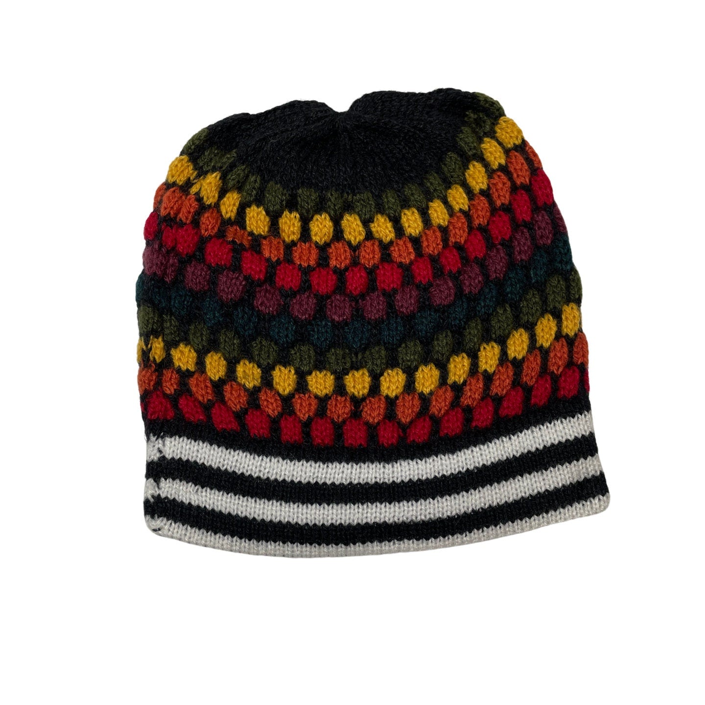 Colorful Knitted Alpaca Beanie Hat One Size