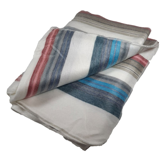 Alpaca Wool Blanket Throw | Queen Size Bed | White Blue Gray