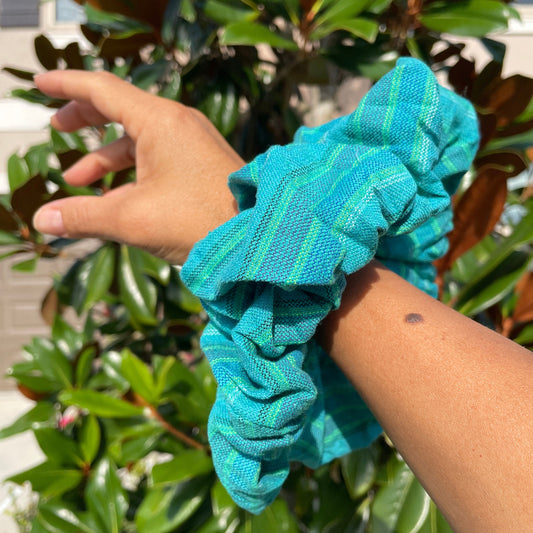 XXL Scrunchie Hair Tie, Oversized Aesthetic Hair Accessory, Stocking Bohemian Gift, Turquoise