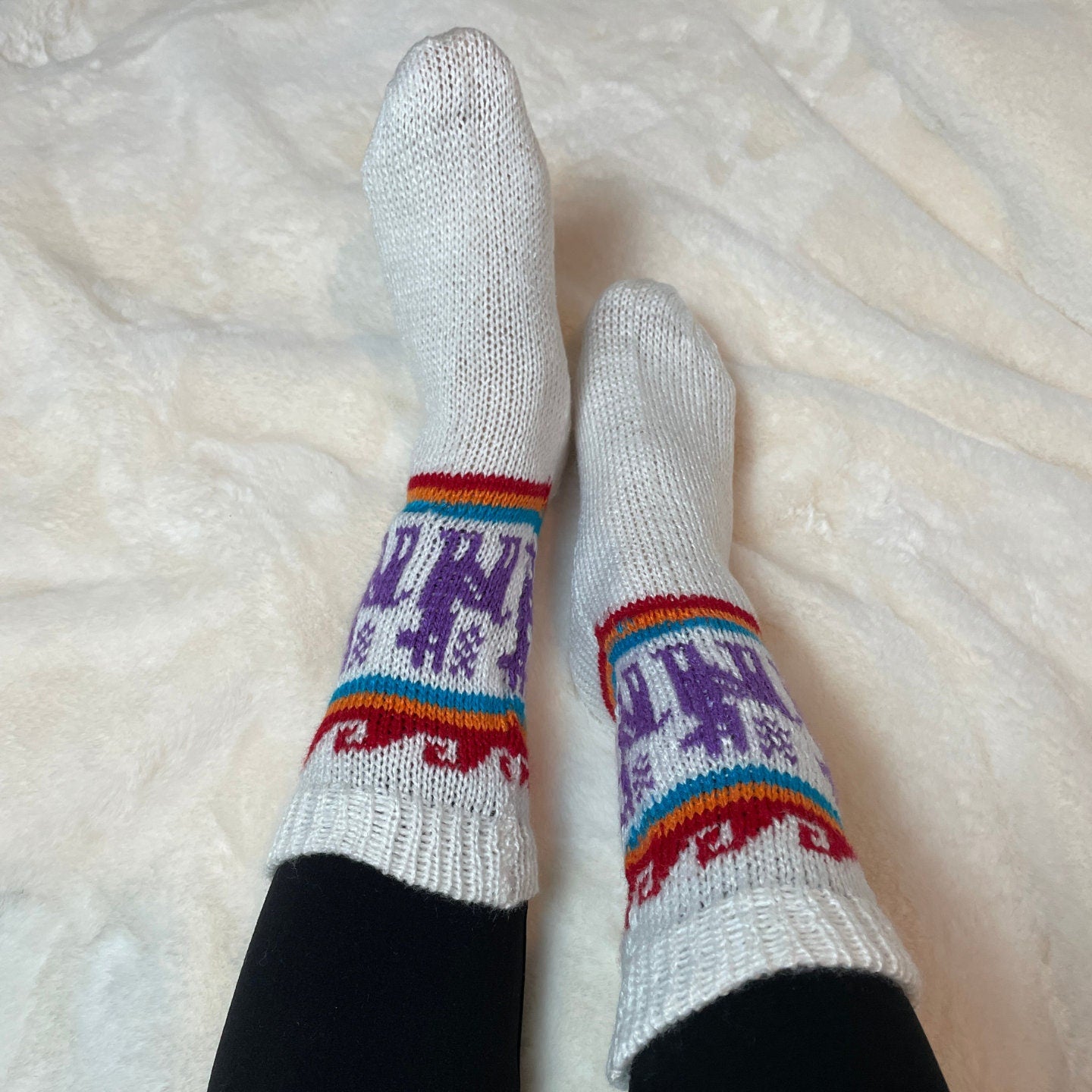 Warm Soft Winter Colorful Mid Calf Socks | Size 9-10 US Adult Socks