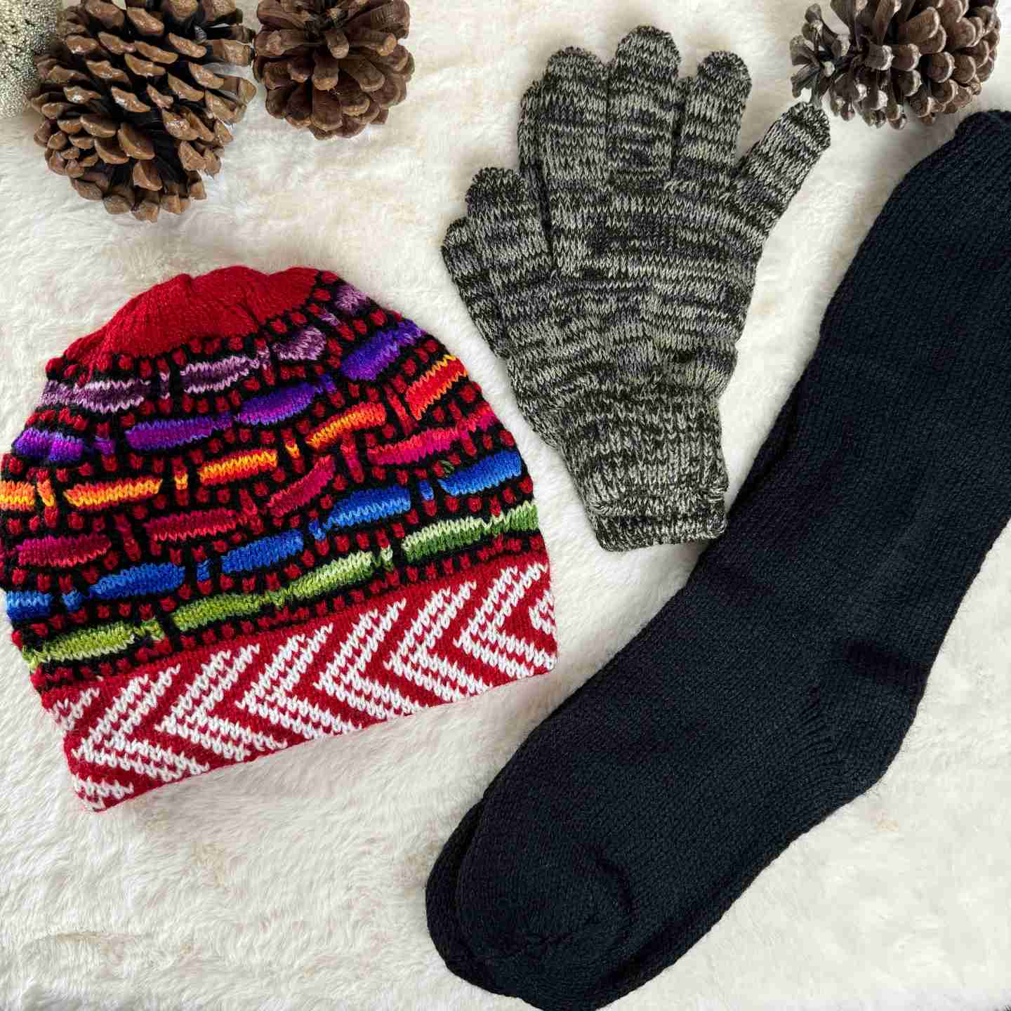 Woven Winter Bundle Hat Gloves and Socks Gift Set