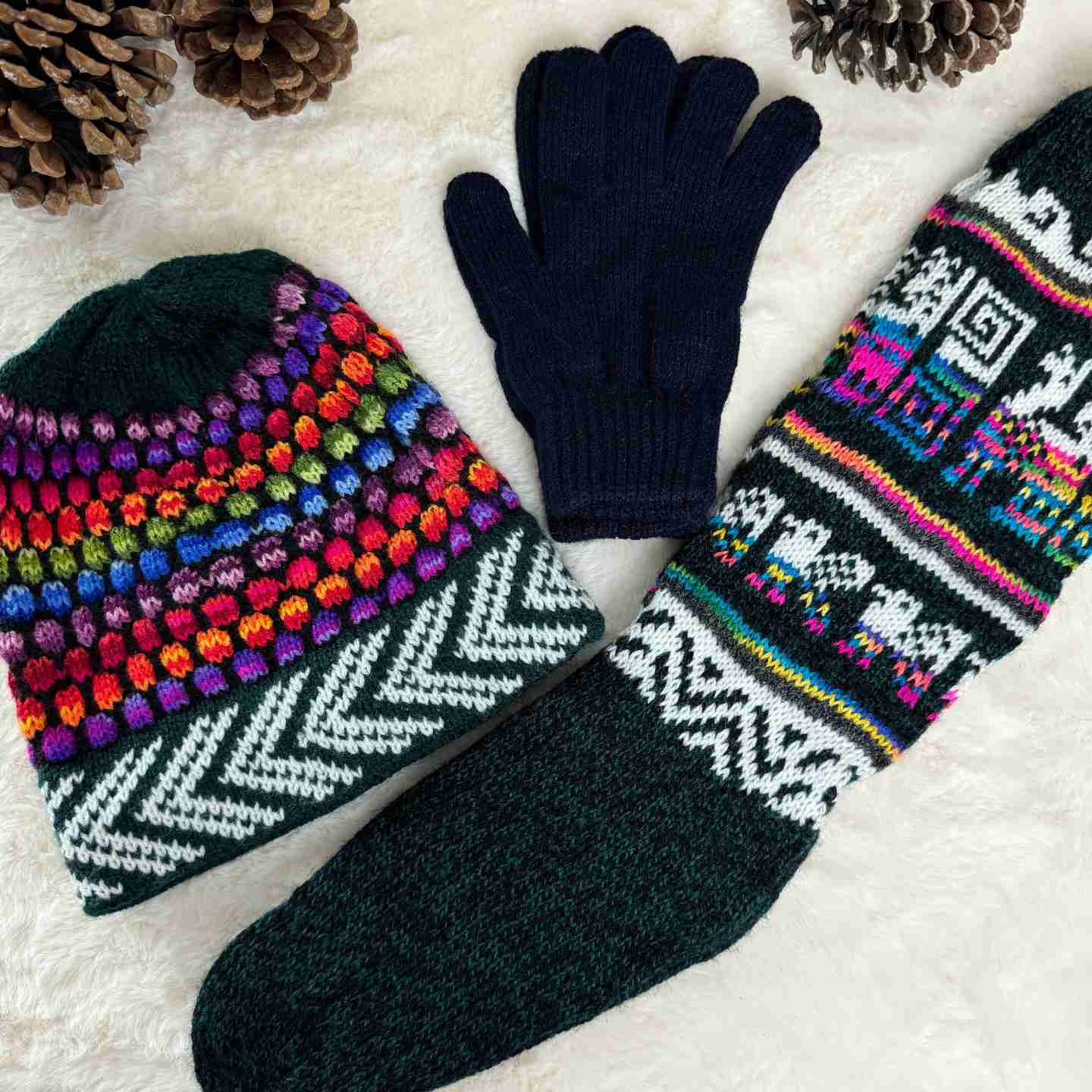 Woven Winter Bundle Hat Gloves and Socks Gift Set