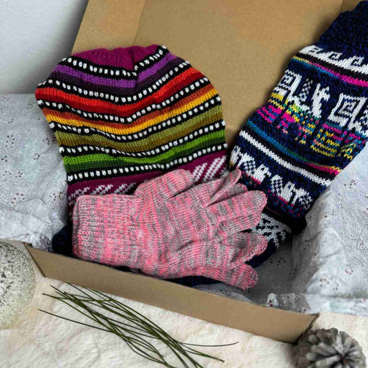 Woven Winter Bundle Hat Gloves and Socks Gift Set