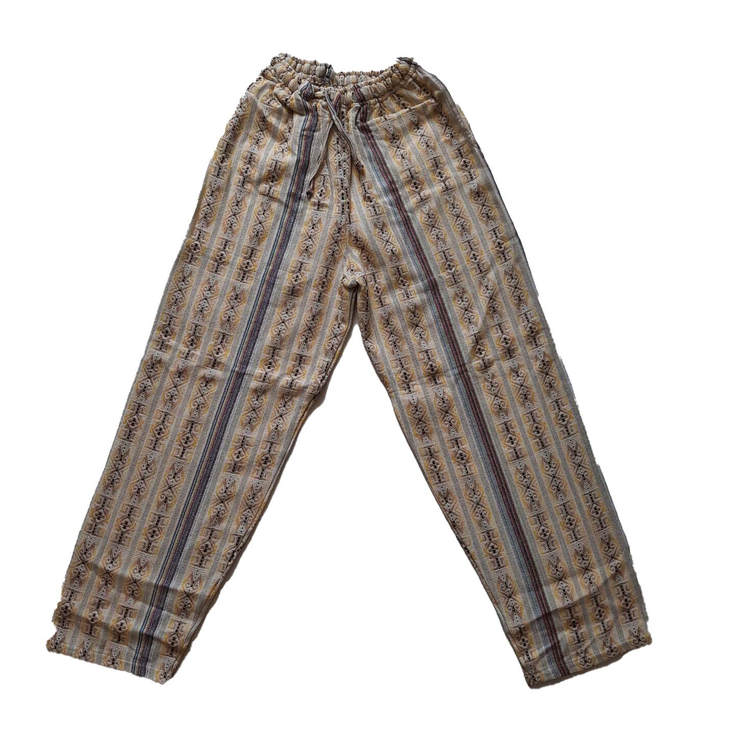 Pants Size XL | Hippie Pants | Loungewear Womens Pants | Comfy Clothes | Mens Pants with Hidden Pockets | Beige Yellow | Father's Day Gift