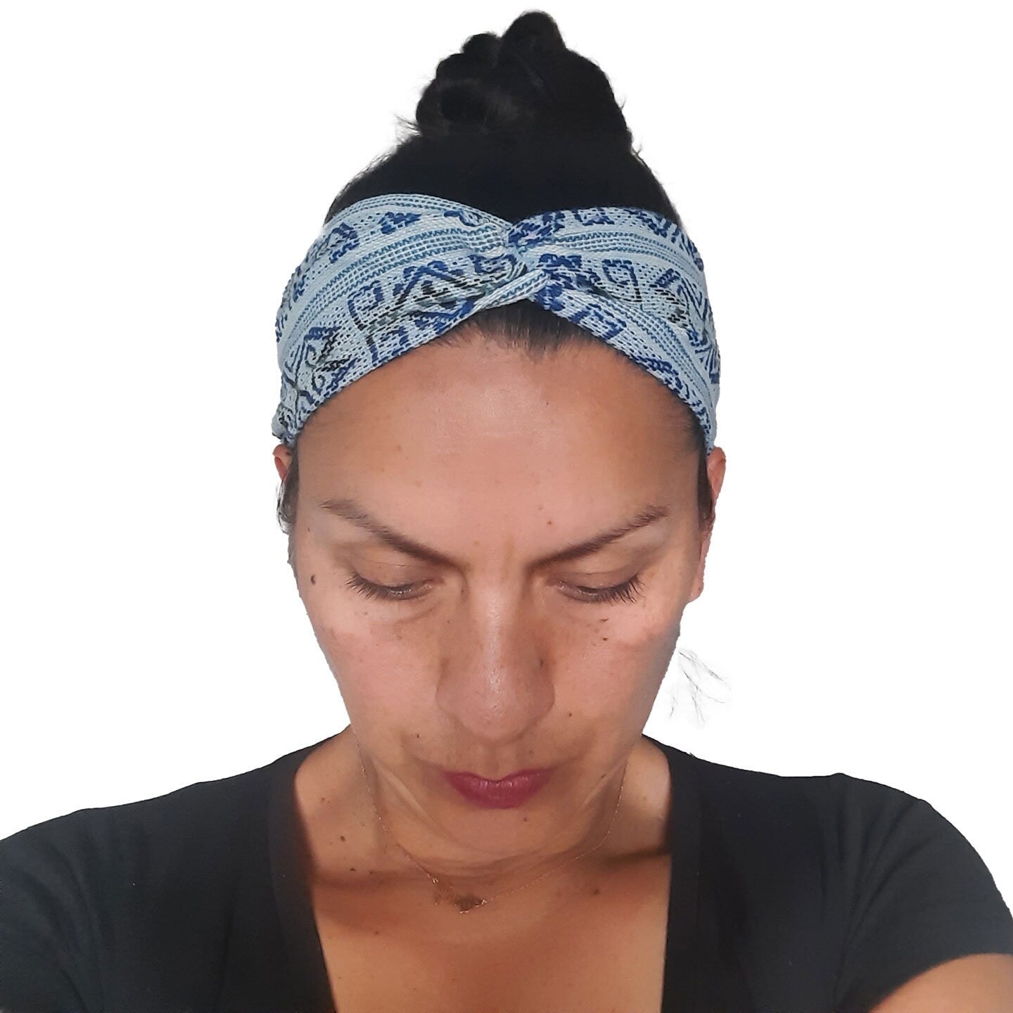 Twist Headband | Light Blue White