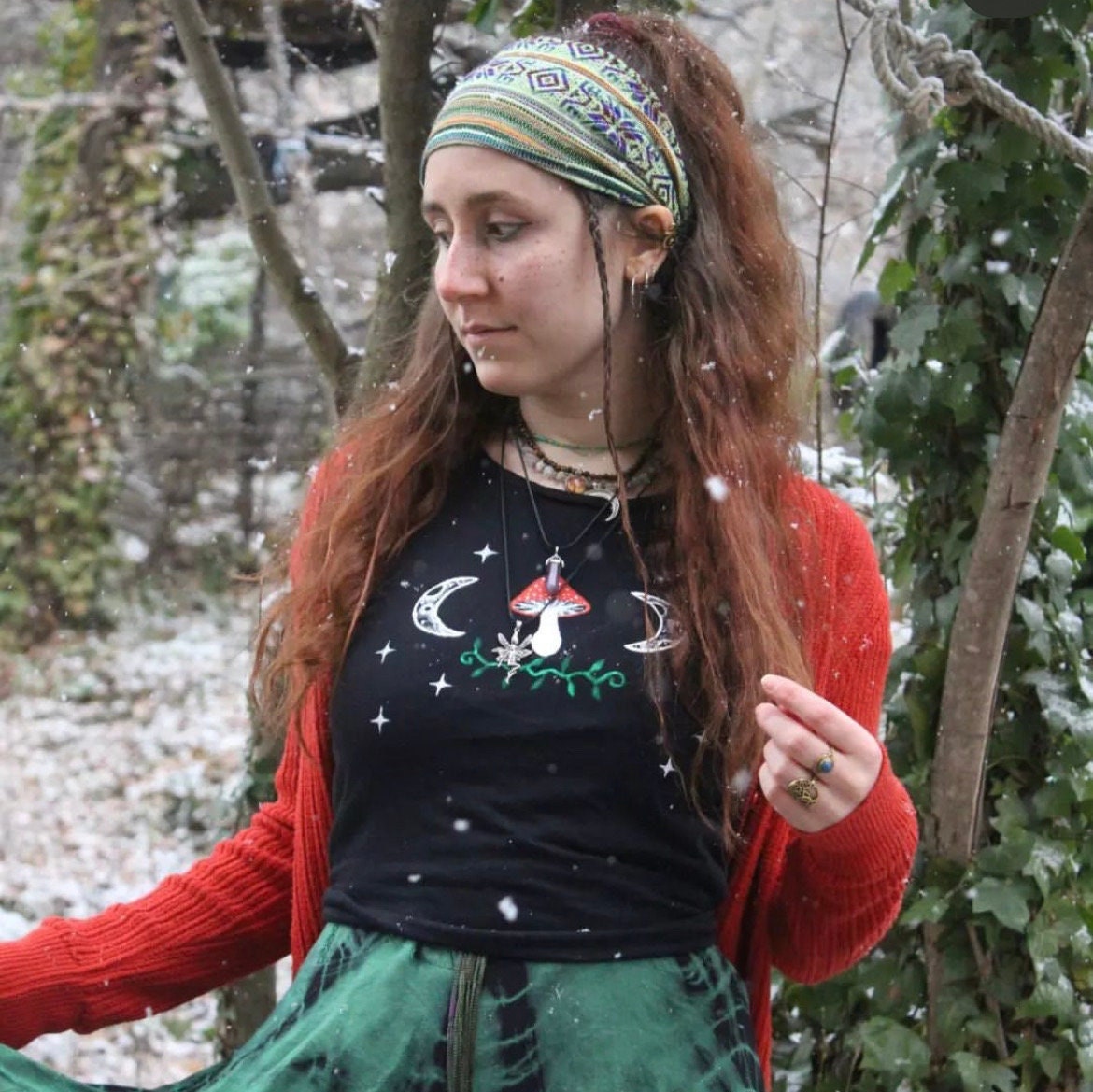 Boho Wide Headband | Light Green Purple