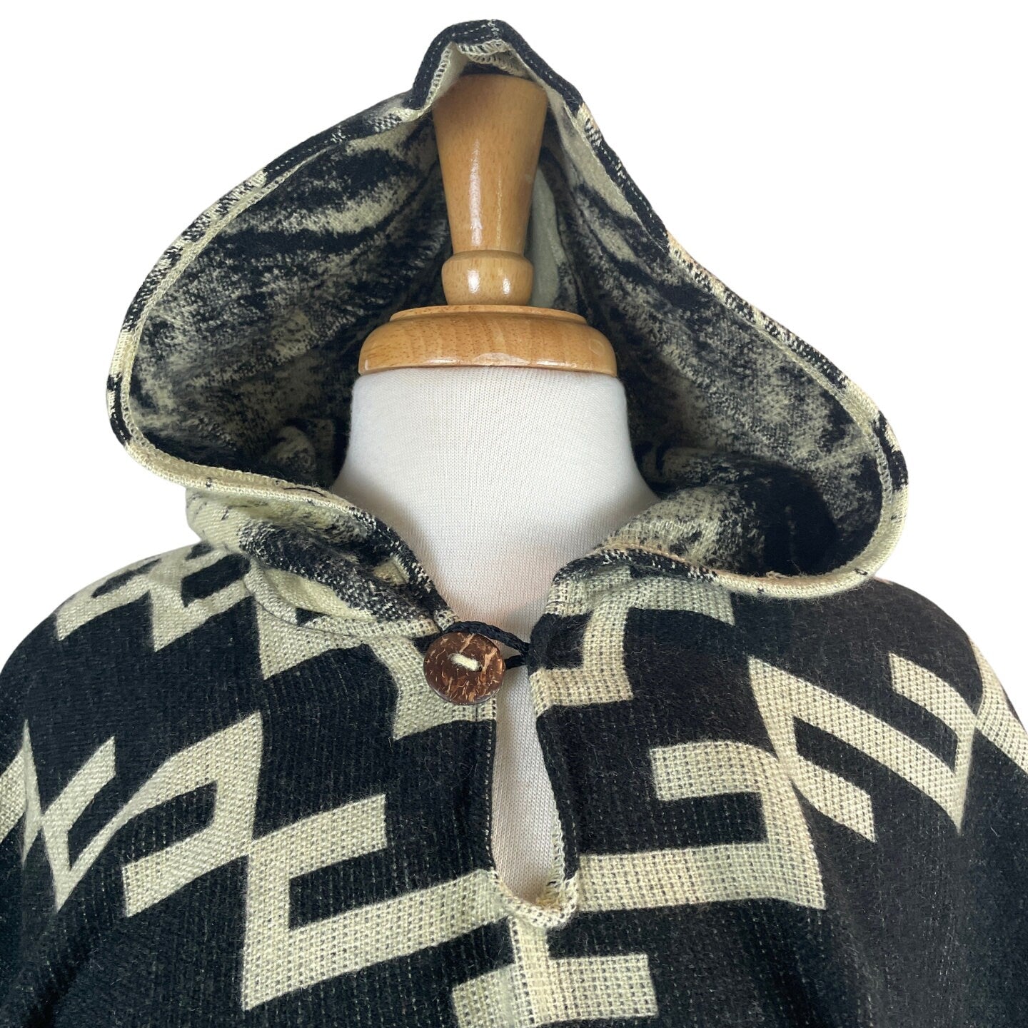 Wolf Dreamcatcher Hooded Poncho |  Black Colorful