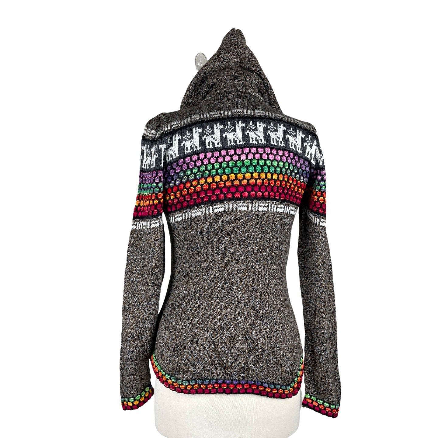 Soft Hooded Alpaca Sweater | Earthy Colorful