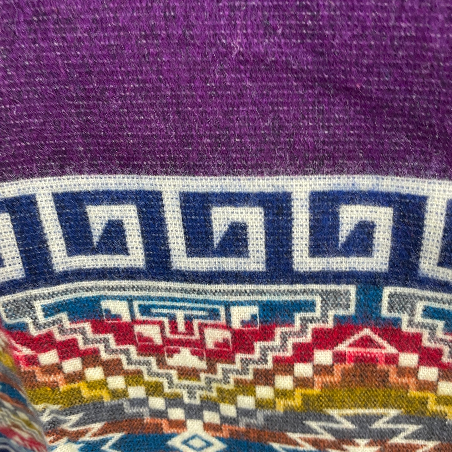 Warm Faux Fur Hooded Hippie Poncho Purple Colorful