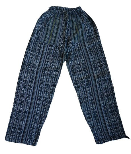 Woven Boho Pants Size XL | Hippie Pants | Tribal Pants with Pockets | Black Beige Womens PantsActive Wear | Lounge Wear | Outerwear