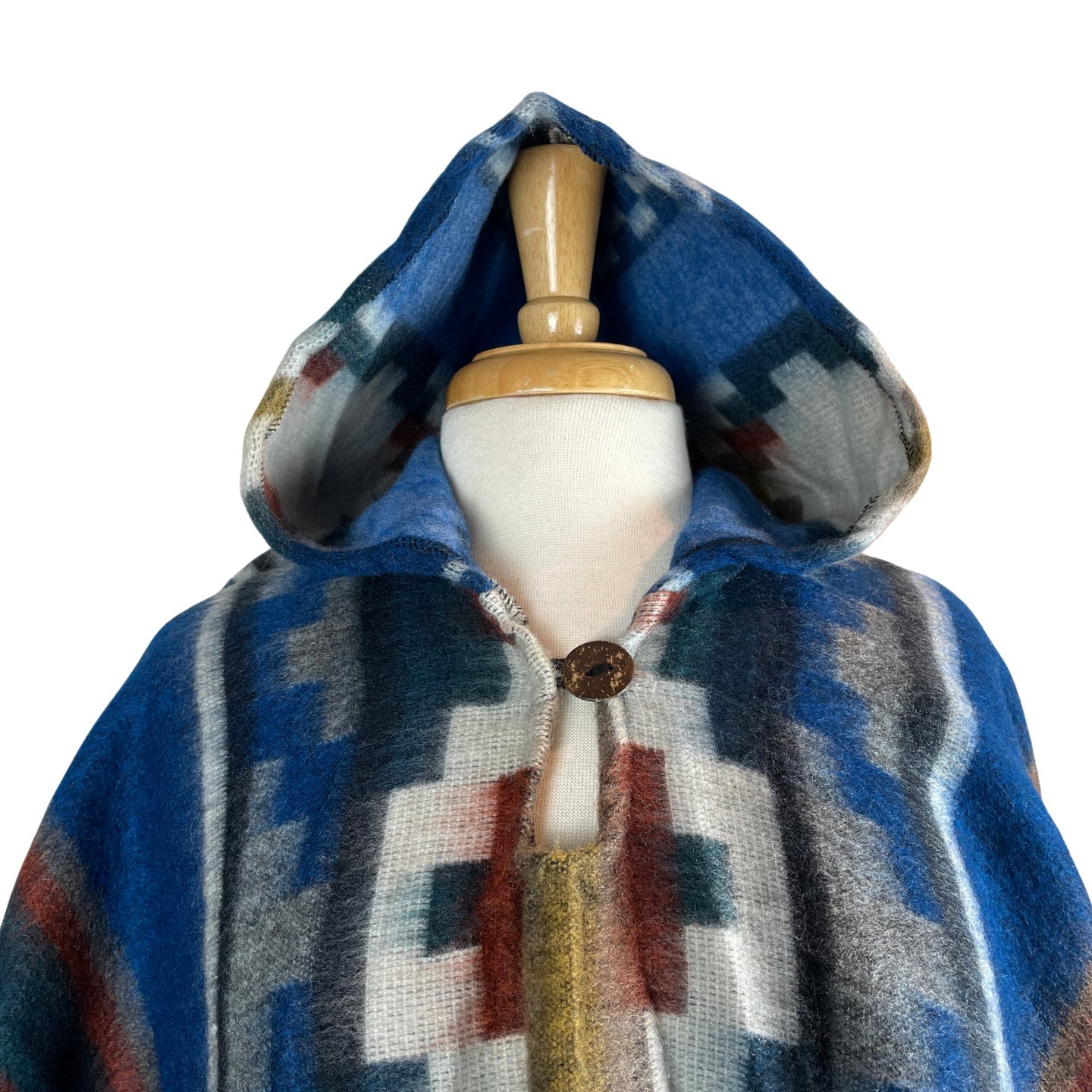 Warm Hooded Poncho Women & Men | Royal Blue Gray
