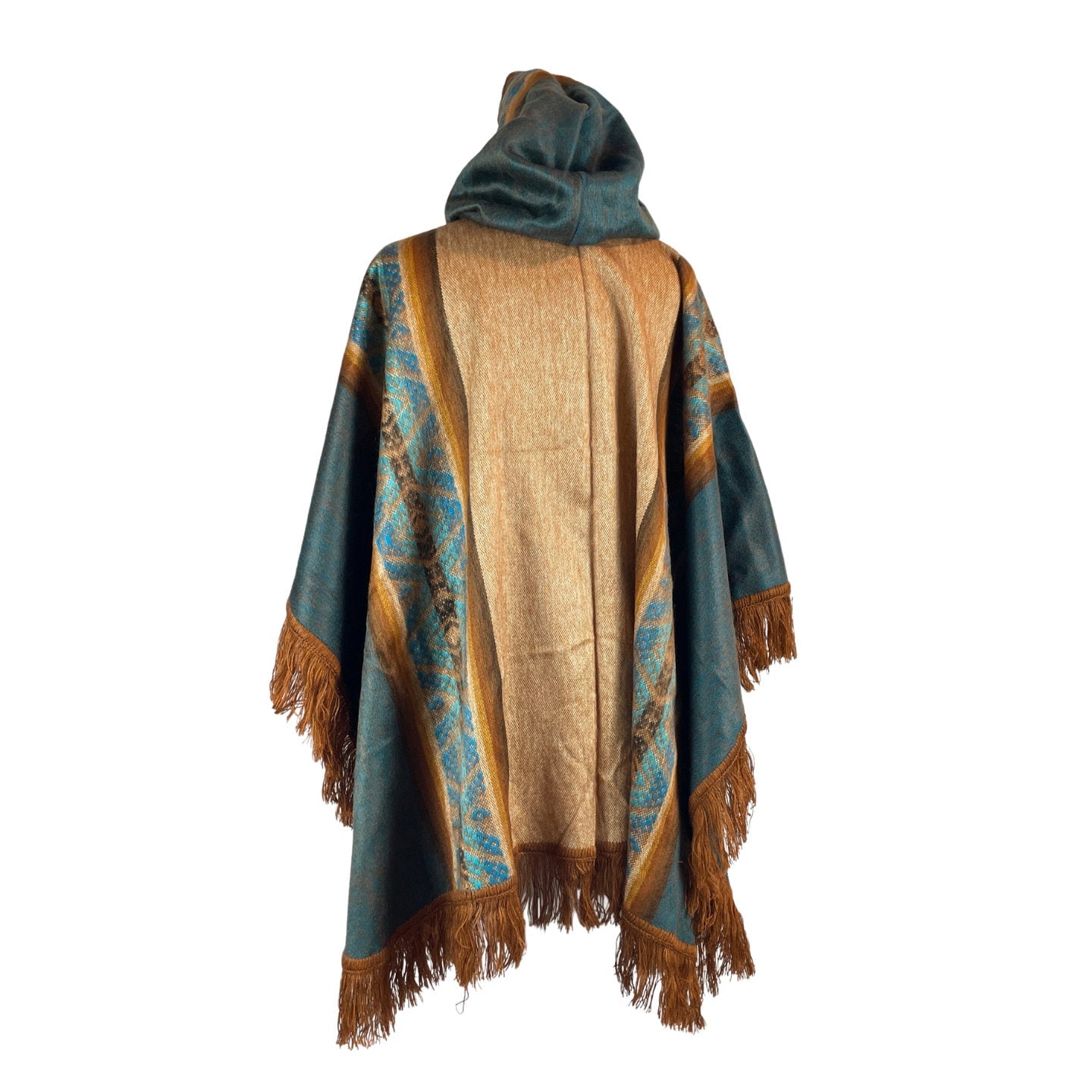 Open Unisex Hooded Poncho | Peanut Teal
