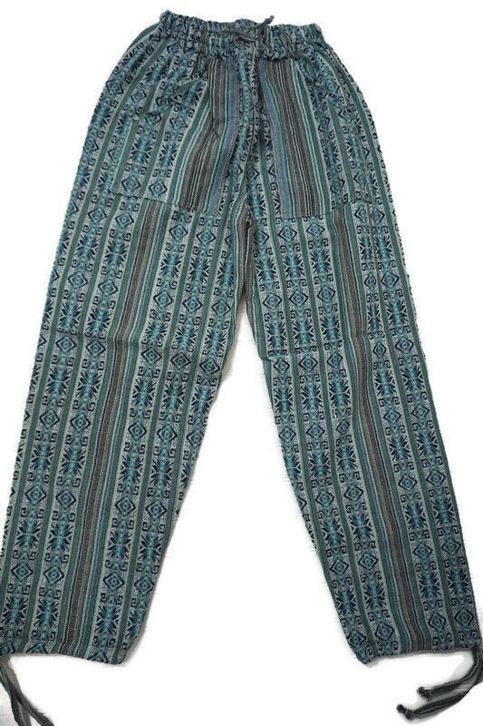 Pants Size XL | Boho Pants | Teal Turquoise Women Pants with Pockets | Lounge Wear | Father's Day Gift