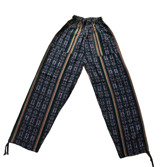 Pants Size XL | Woven Mens Hippie Pants | Womens Lounge Wear | Comfy Clothes | Black Lavender | Father's Day Gift