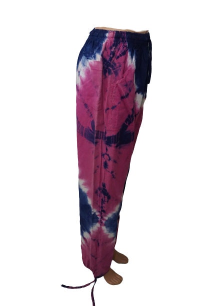 Tie Dye Pants Size XL | Hippie Pants | Loungewear Womens Pants |Comfy Clothes | Blue White Pink | Father's Day Gift
