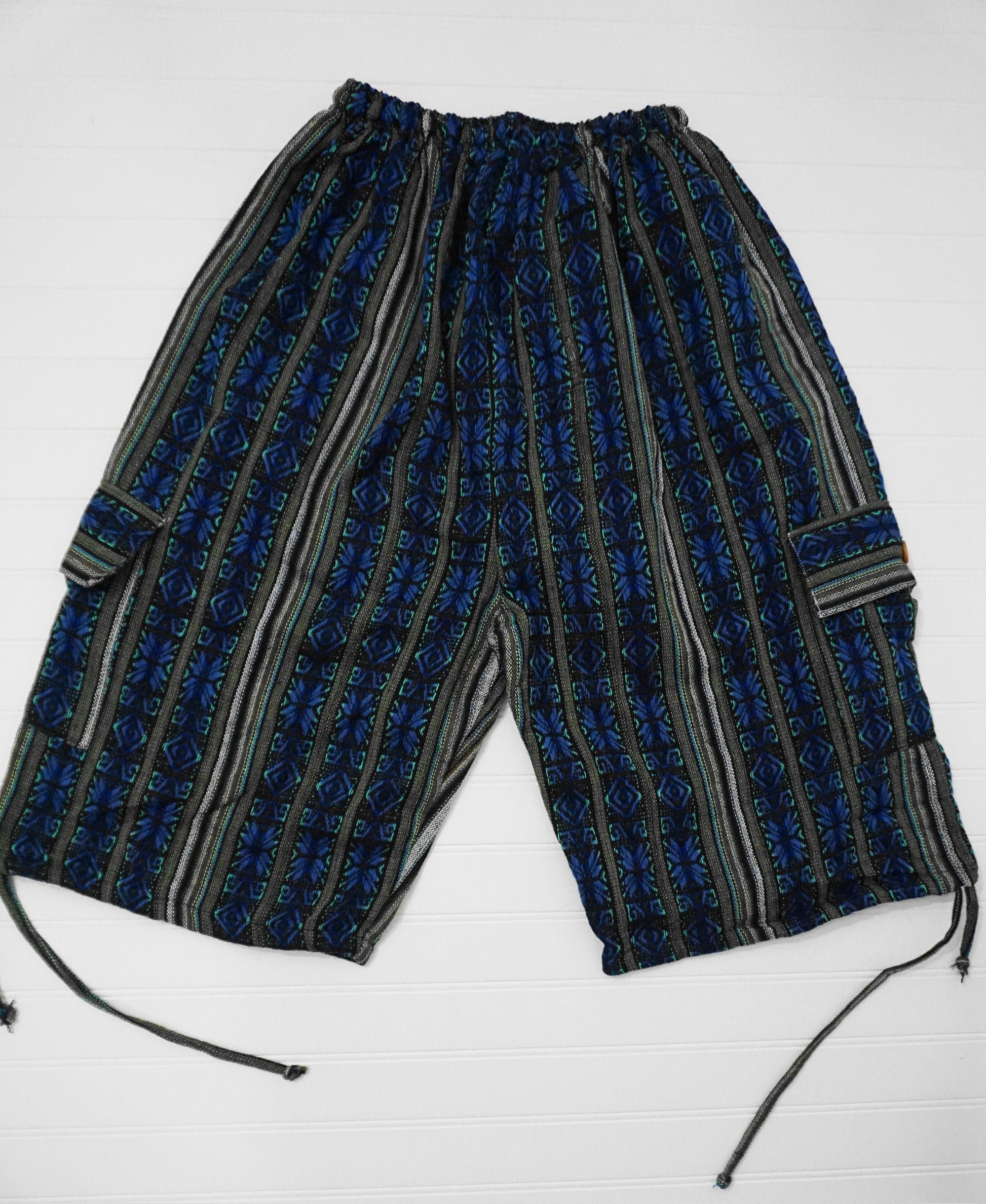 Shorts Size M | Boho Clothing | Blue Turquoise | Lounge Wear Shorts for Women or Men | Cargo Shorts | Father's Day Gift