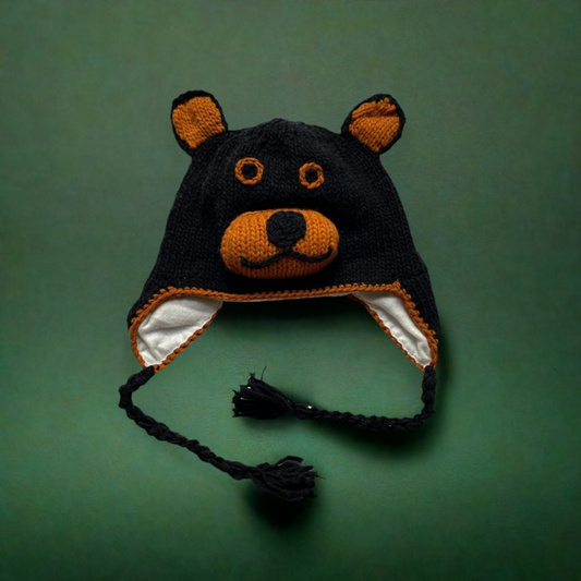 Black Bear Beanie Hat for Kids and Adults