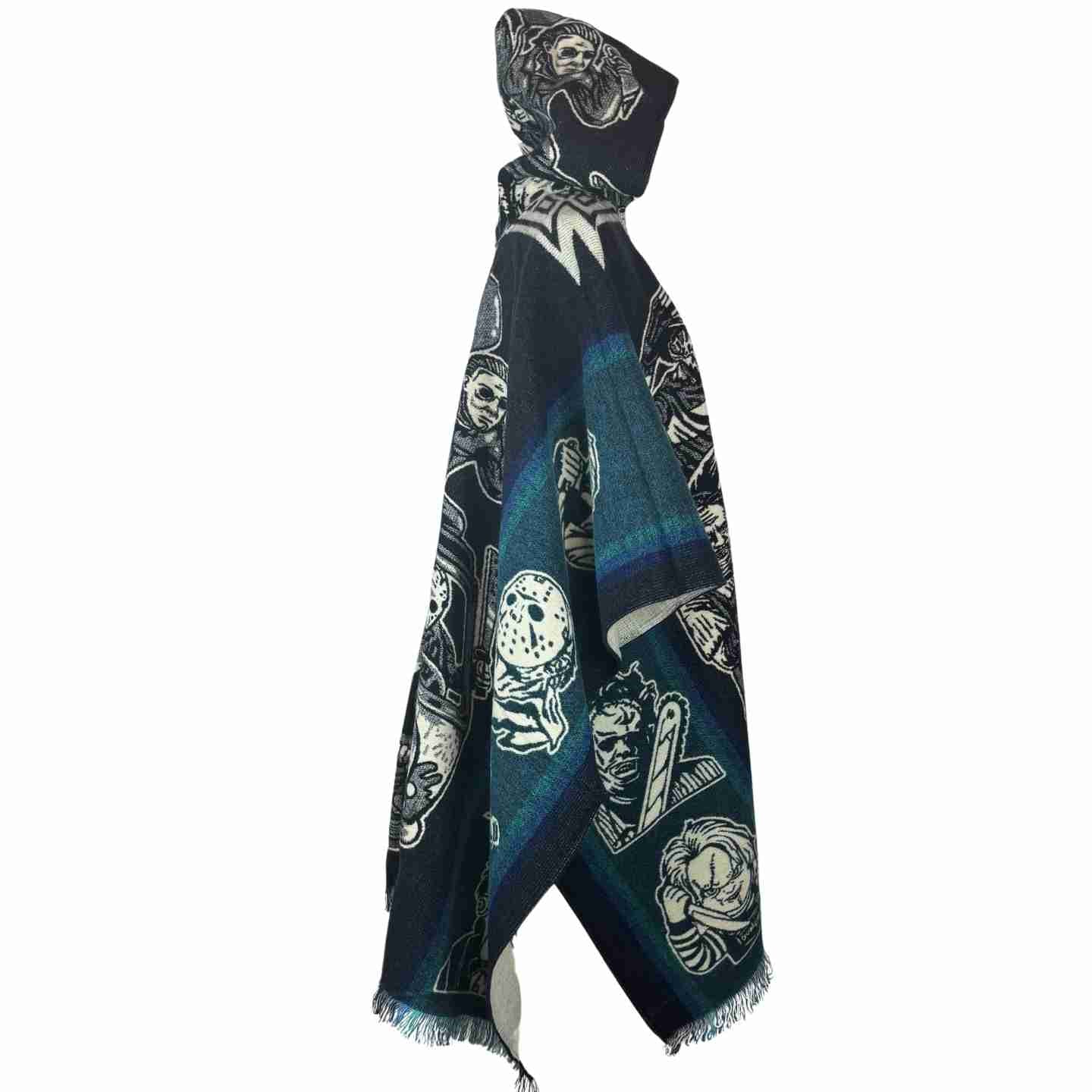 Halloween characters, scary faces, hooded poncho for women and men