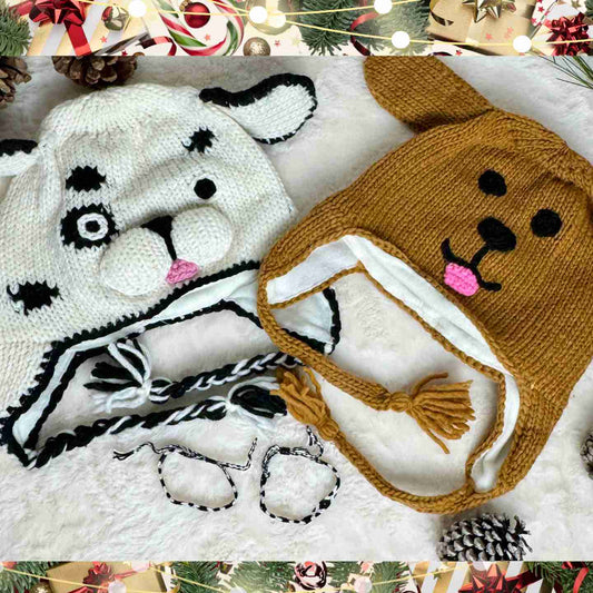 Kids Snow Bundle Two Winter Hats and Two Friendship Bracelets