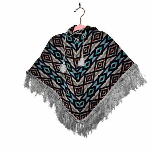 Handcrafted Kids Alpaca Hooded Poncho – Kids Overcoat Outerwear (Size 12M)