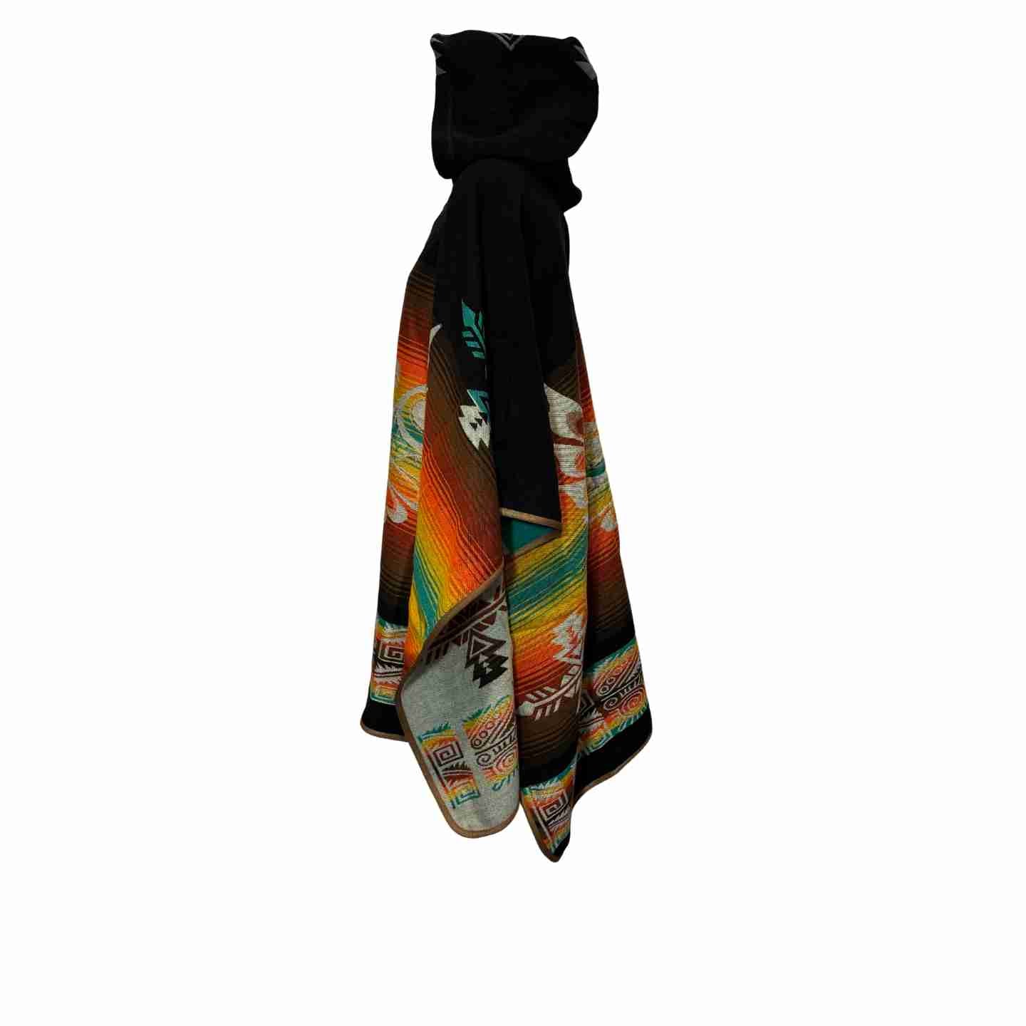Desert Moon “Sky Eagle Dusk” Hooded Alpaca-Blend Poncho