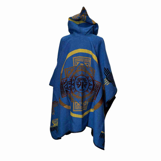 Sunstone Aura Electric Blue Hooded Alpaca-Blend Poncho