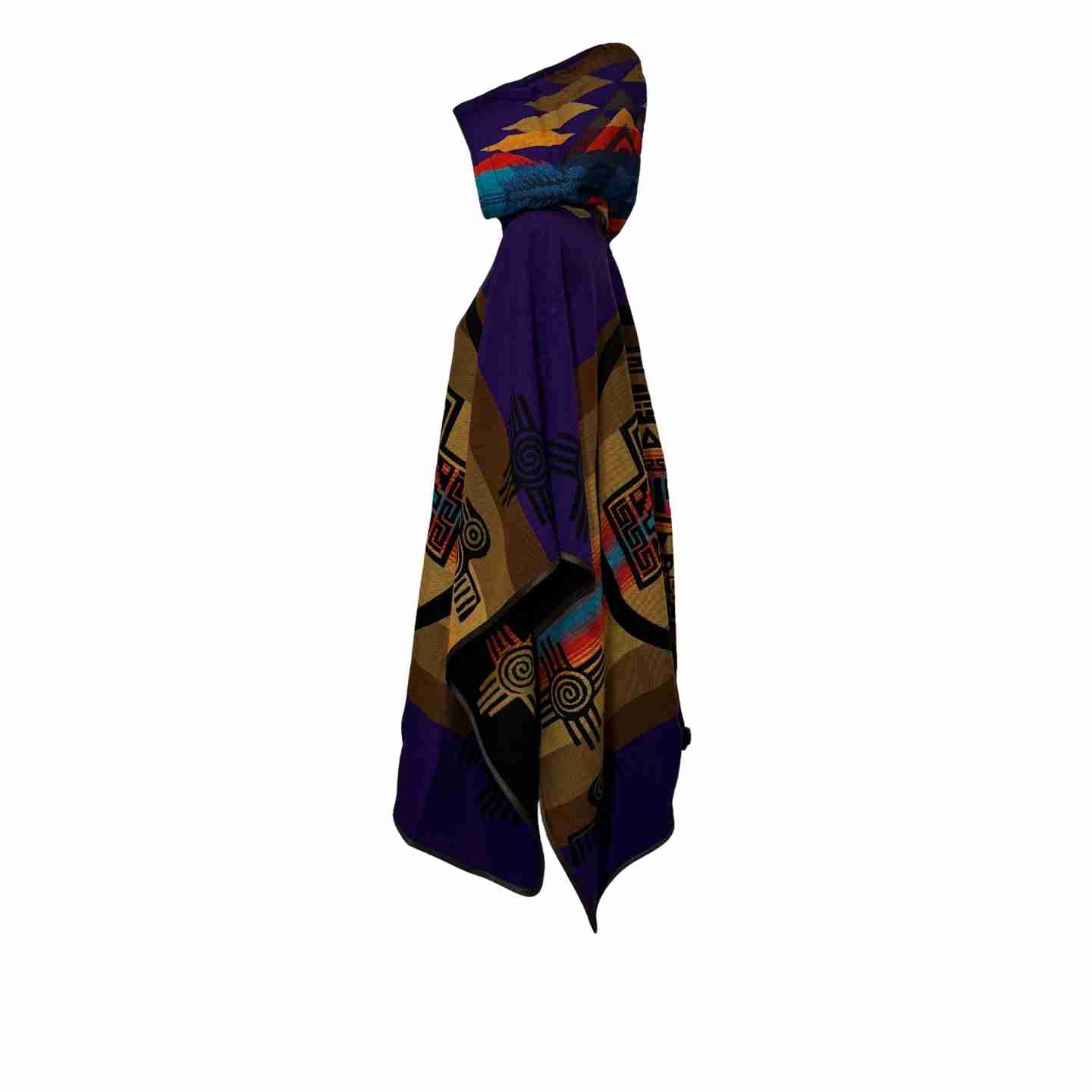 Desert Moon “Sunstone Aura – Violet” Hooded Alpaca-Blend Poncho