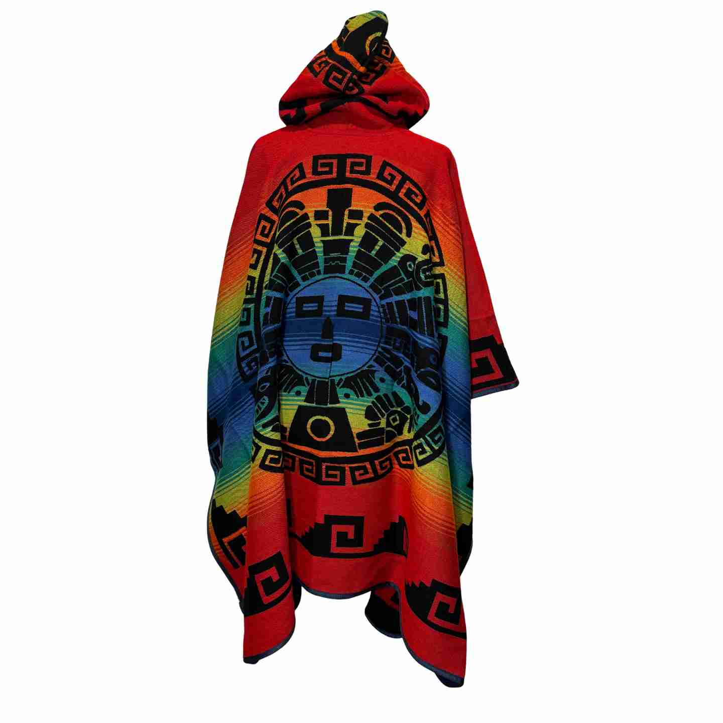 Desert Moon “Sunstone Spectrum – Crimson” Hooded Alpaca-Blend Poncho