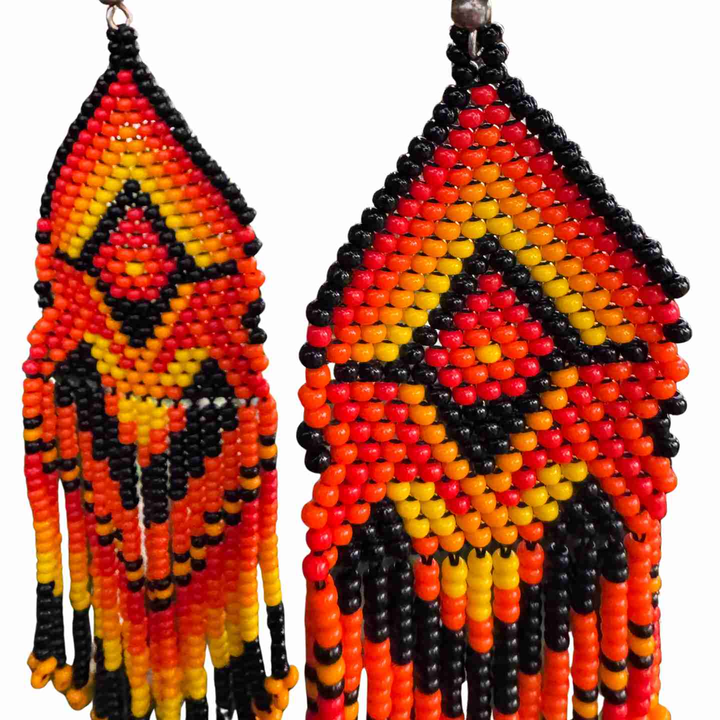 The Solara Cascade: Sacred Fire,  Hand-Beaded Saraguro Earrings