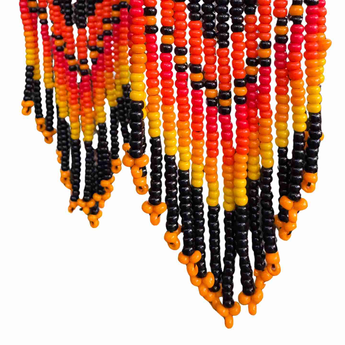 The Solara Cascade: Sacred Fire,  Hand-Beaded Saraguro Earrings