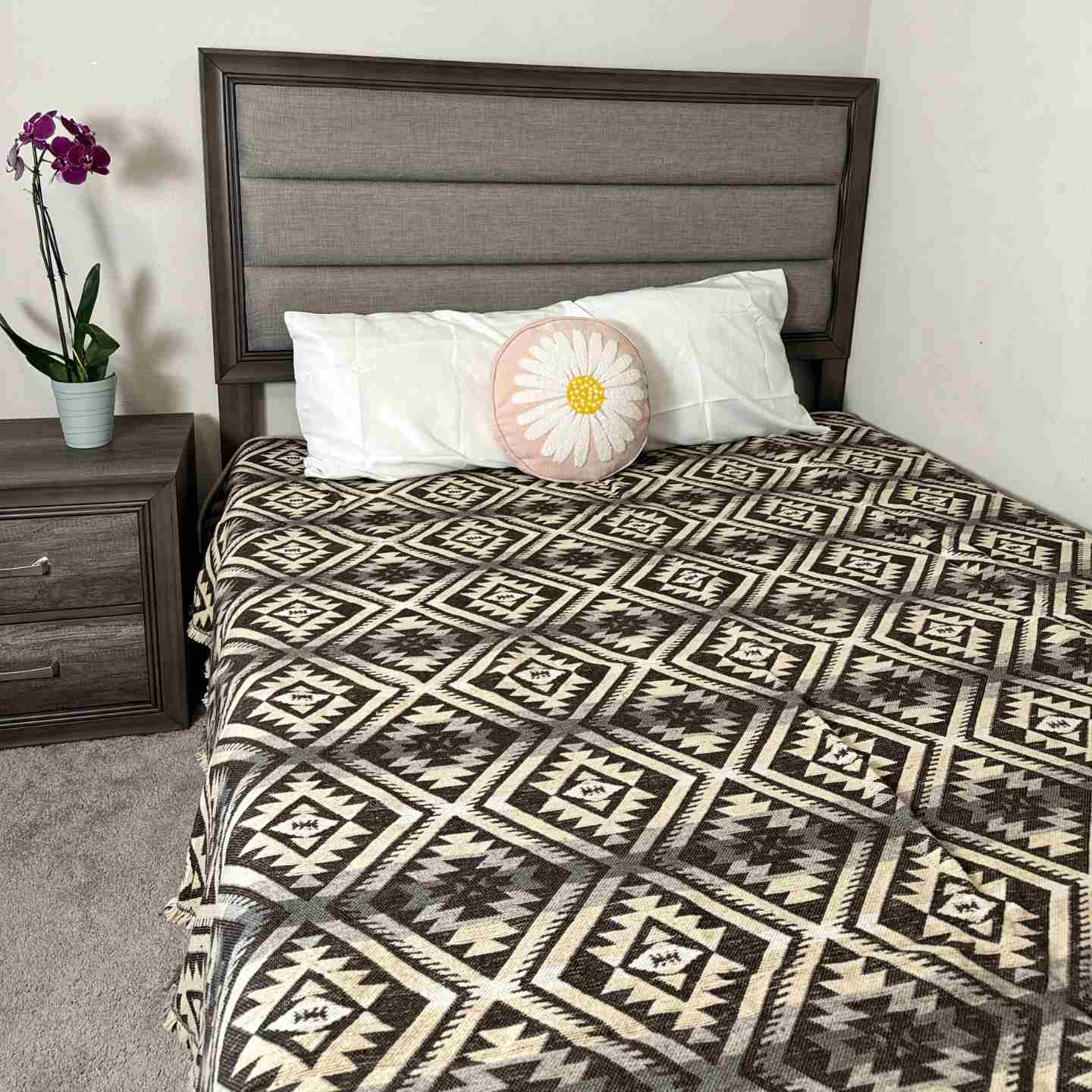 Black & White Sheep Wool Blanket | Ecuadorian Woven Throw