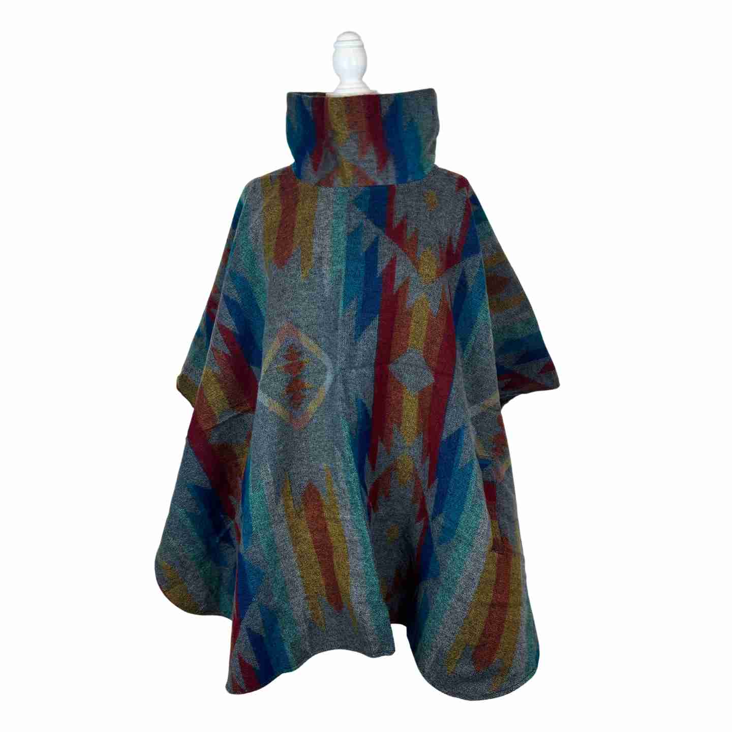 Handwoven Alpaca Turtleneck Poncho | Boho Festival Cape | 3 Colors