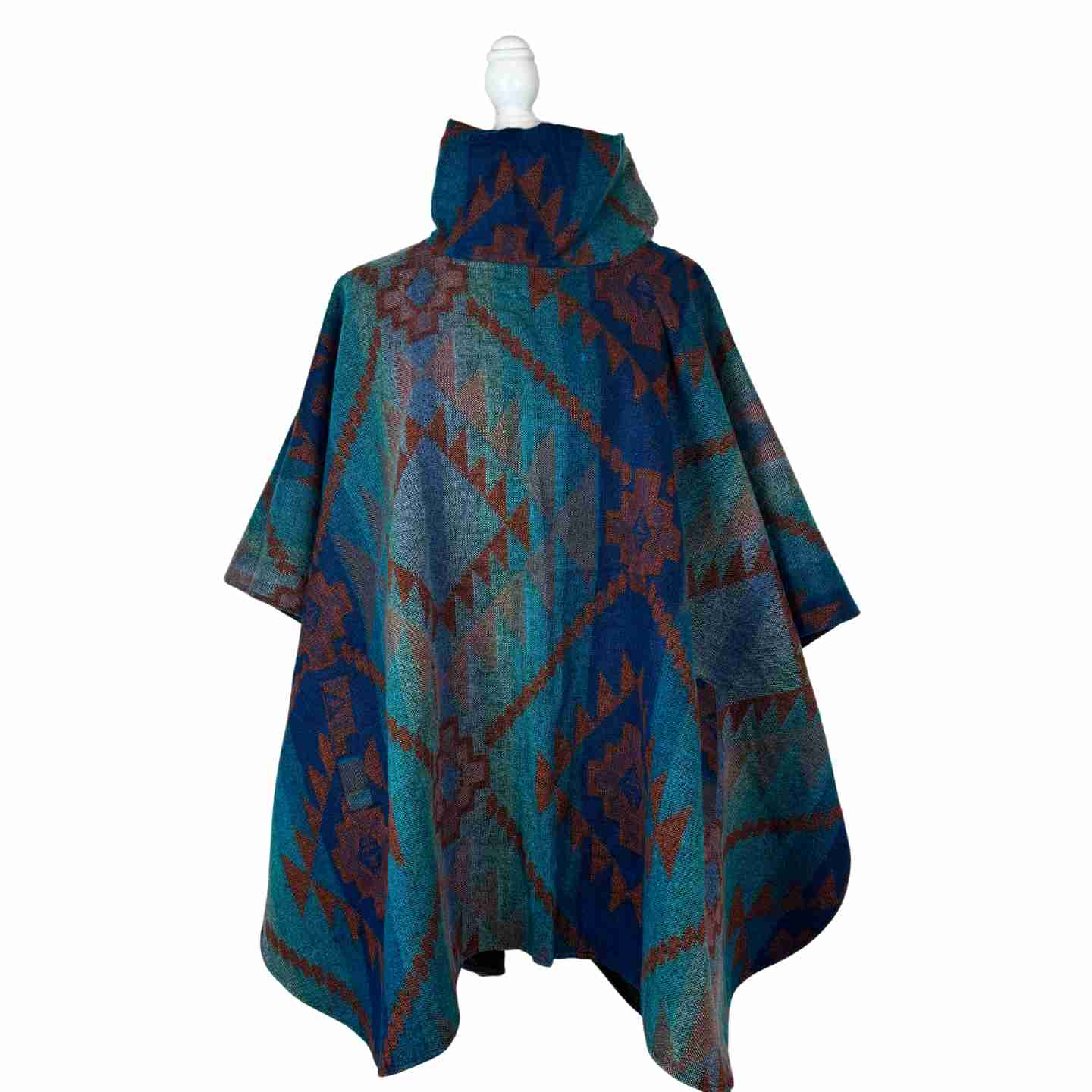 Blue Cooper Turtleneck Warm Poncho Cape with Two Pockets