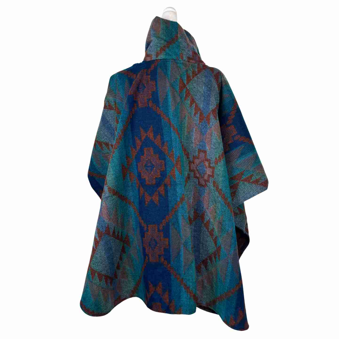 Blue Cooper Turtleneck Warm Poncho Cape with Two Pockets